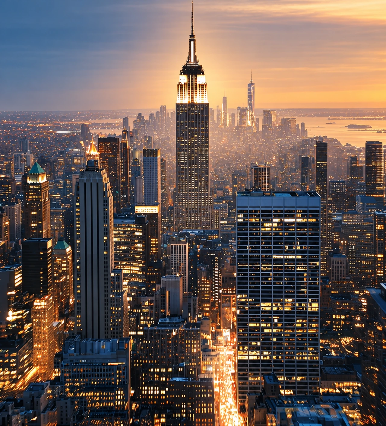 New York skyline at sunset